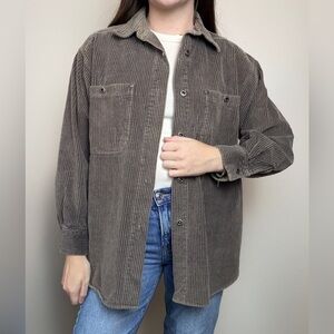 Vintage Union Bay 90s brown corduroy button up shirt jacket size midweight